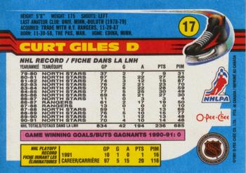 1991-92 O-Pee-Chee #17 Curt Giles Back