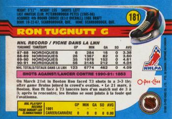 1991-92 O-Pee-Chee #181 Ron Tugnutt Back
