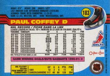 1991-92 O-Pee-Chee #183 Paul Coffey Back