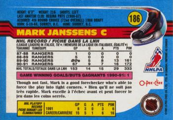 1991-92 O-Pee-Chee #186 Mark Janssens Back