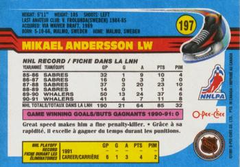 1991-92 O-Pee-Chee #197 Mikael Andersson Back