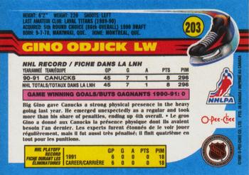 1991-92 O-Pee-Chee #203 Gino Odjick Back