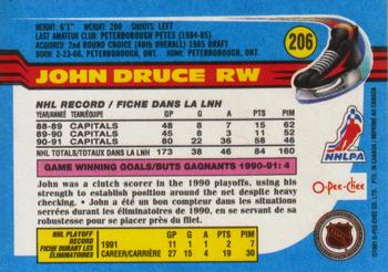 1991-92 O-Pee-Chee #206 John Druce Back
