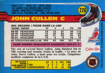1991-92 O-Pee-Chee #226 John Cullen Back