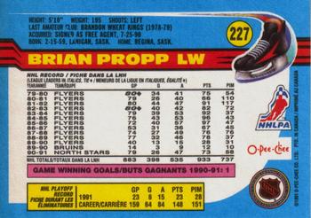 1991-92 O-Pee-Chee #227 Brian Propp Back