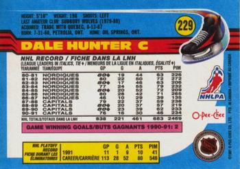1991-92 O-Pee-Chee #229 Dale Hunter Back
