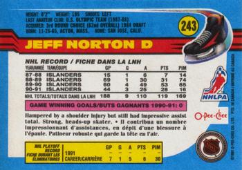 1991-92 O-Pee-Chee #243 Jeff Norton Back