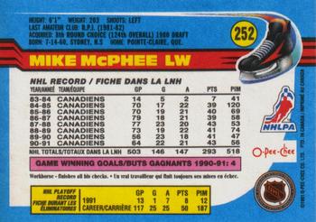 1991-92 O-Pee-Chee #252 Mike McPhee Back