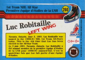 1991-92 O-Pee-Chee #260 Luc Robitaille Back