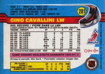 1991-92 O-Pee-Chee #281 Gino Cavallini Back