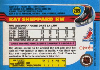 1991-92 O-Pee-Chee #289 Ray Sheppard Back