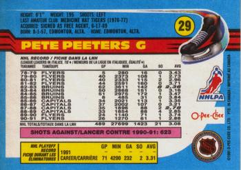 1991-92 O-Pee-Chee #29 Pete Peeters Back