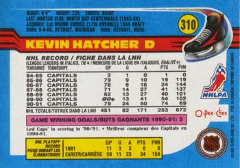 1991-92 O-Pee-Chee #310 Kevin Hatcher Back