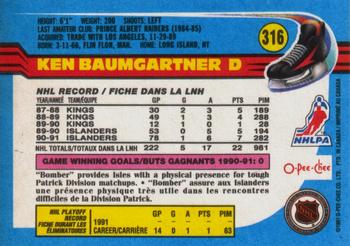 1991-92 O-Pee-Chee #316 Ken Baumgartner Back