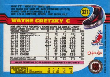 1991-92 O-Pee-Chee #321 Wayne Gretzky Back