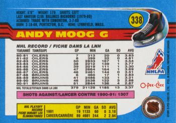 1991-92 O-Pee-Chee #338 Andy Moog Back