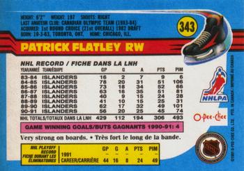 1991-92 O-Pee-Chee #343 Patrick Flatley Back