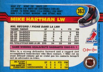 1991-92 O-Pee-Chee #363 Mike Hartman Back