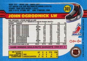 1991-92 O-Pee-Chee #365 John Ogrodnick Back