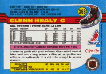 1991-92 O-Pee-Chee #368 Glenn Healy Back