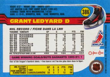 1991-92 O-Pee-Chee #386 Grant Ledyard Back