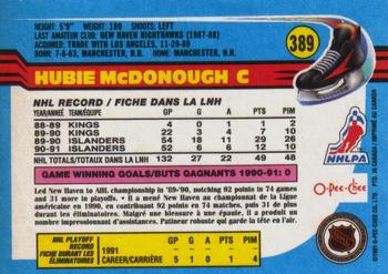 1991-92 O-Pee-Chee #389 Hubie McDonough Back