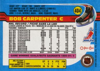 1991-92 O-Pee-Chee #404 Bob Carpenter Back