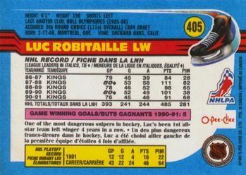 1991-92 O-Pee-Chee #405 Luc Robitaille Back