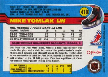 1991-92 O-Pee-Chee #410 Mike Tomlak Back