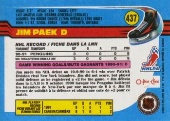 1991-92 O-Pee-Chee #437 Jim Paek Back