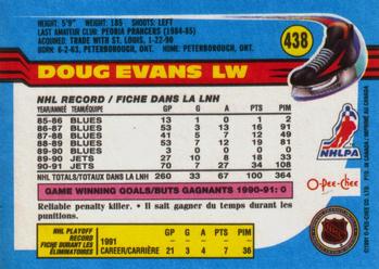 1991-92 O-Pee-Chee #438 Doug Evans Back