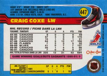 1991-92 O-Pee-Chee #447 Craig Coxe Back