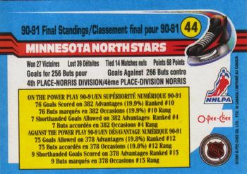 1991-92 O-Pee-Chee #44 Minnesota North Stars Back