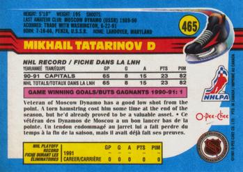 1991-92 O-Pee-Chee #465 Mikhail Tatarinov Back