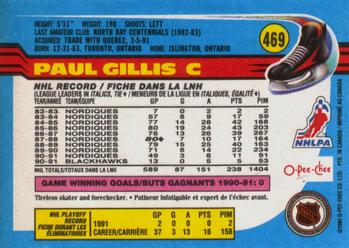 1991-92 O-Pee-Chee #469 Paul Gillis Back