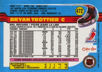 1991-92 O-Pee-Chee #472 Bryan Trottier Back