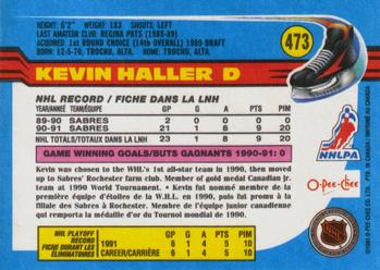 1991-92 O-Pee-Chee #473 Kevin Haller Back