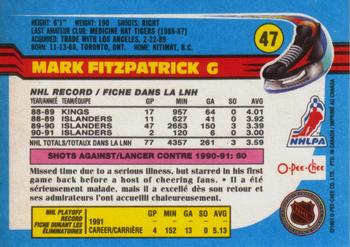 1991-92 O-Pee-Chee #47 Mark Fitzpatrick Back