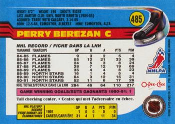 1991-92 O-Pee-Chee #485 Perry Berezan Back