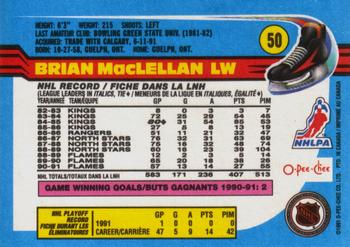1991-92 O-Pee-Chee #50 Brian MacLellan Back