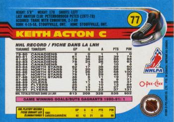 1991-92 O-Pee-Chee #77 Keith Acton Back