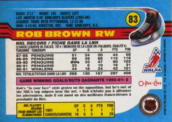 1991-92 O-Pee-Chee #83 Rob Brown Back