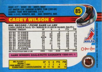 1991-92 O-Pee-Chee #85 Carey Wilson Back