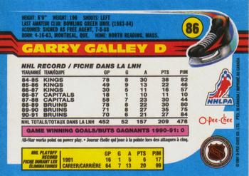 1991-92 O-Pee-Chee #86 Garry Galley Back