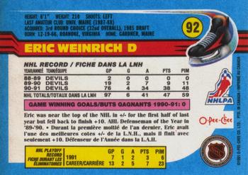 1991-92 O-Pee-Chee #92 Eric Weinrich Back