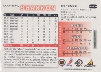 1997-98 Score Buffalo Sabres #19 Darryl Shannon Back