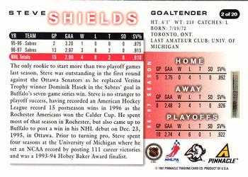 1997-98 Score Buffalo Sabres #2 Steve Shields Back