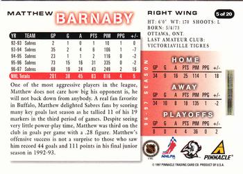 1997-98 Score Buffalo Sabres #5 Matthew Barnaby Back