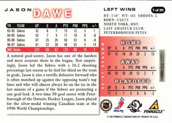 1997-98 Score Buffalo Sabres #7 Jason Dawe Back