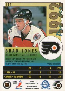 1991-92 O-Pee-Chee Premier #115 Brad Jones Back